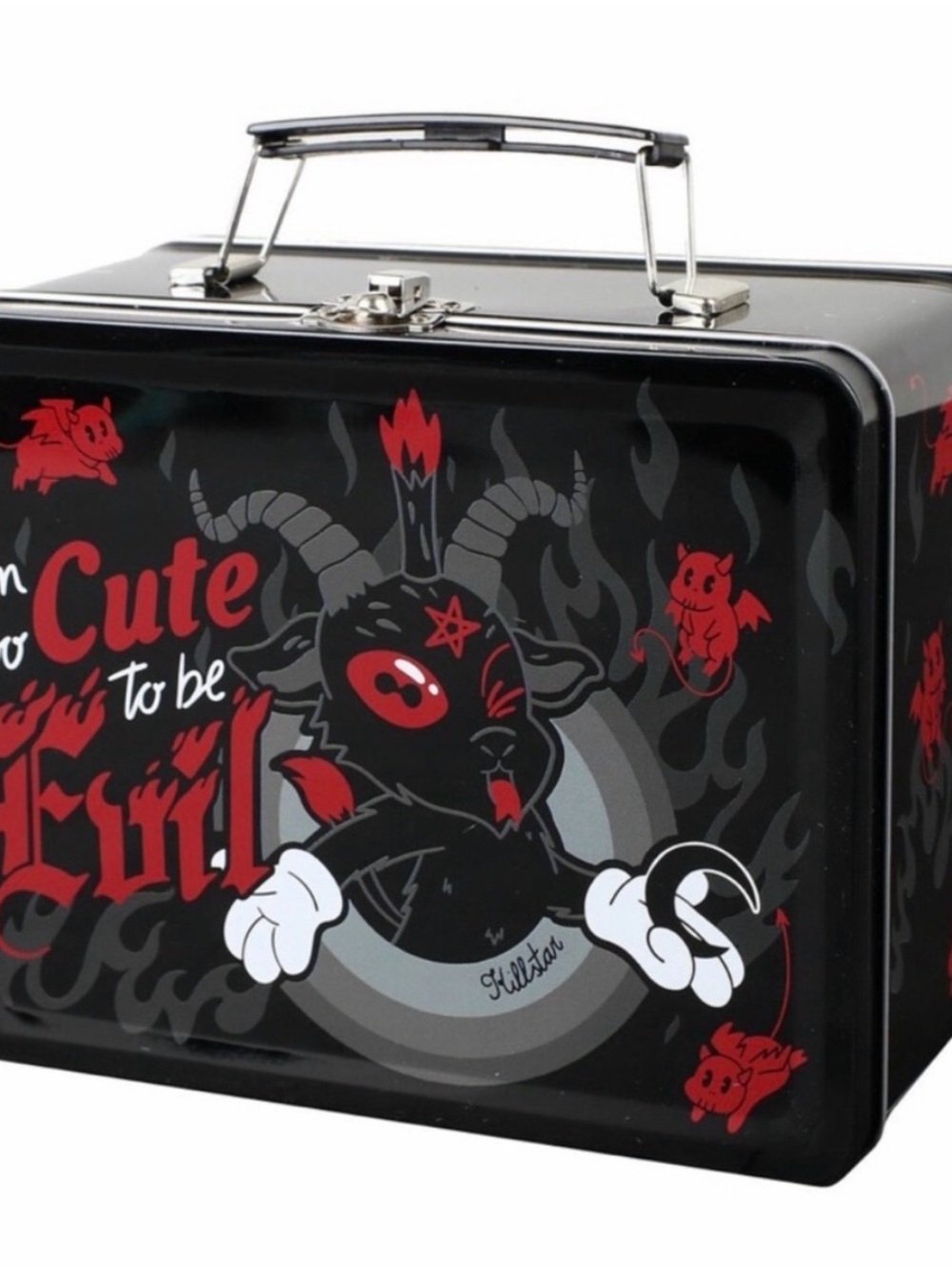 Killstar Too Cute to Be Evil Black Graphic Lunchbox